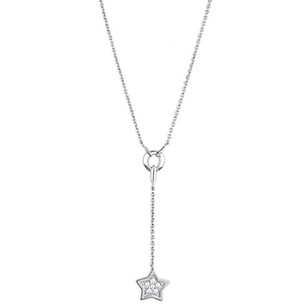Brass CZ Pave Star Dangle Pendant Necklace