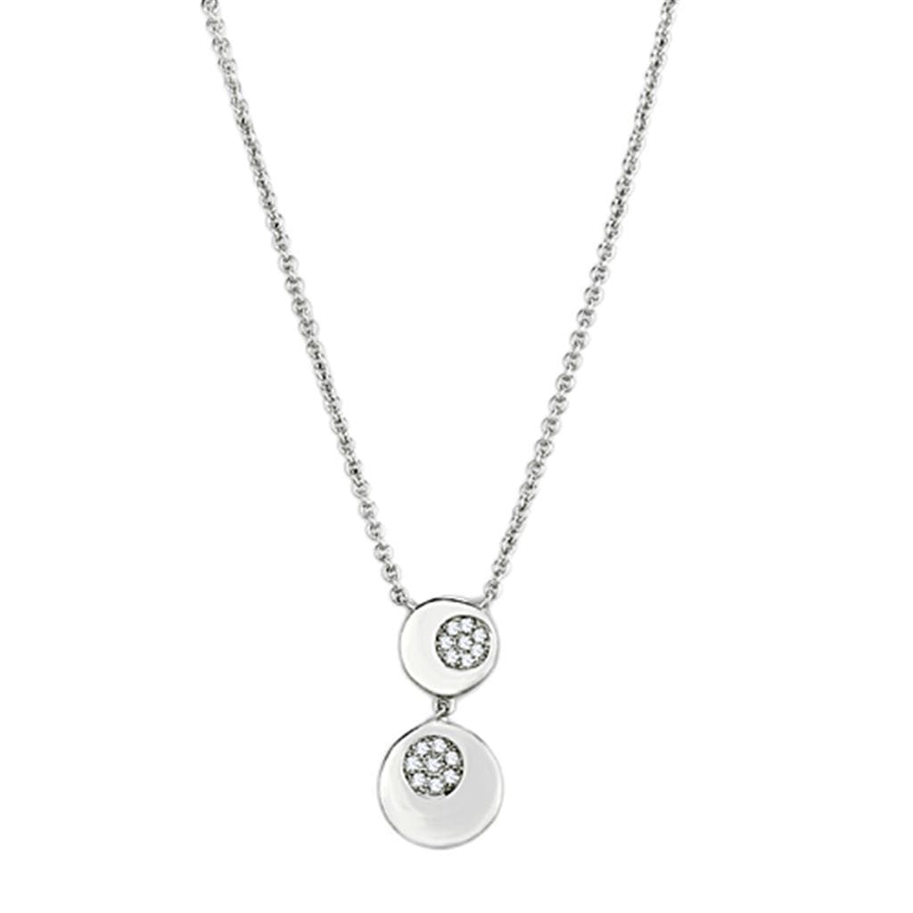 Brass CZ Pave Double Circle Dangle Pendant Necklace