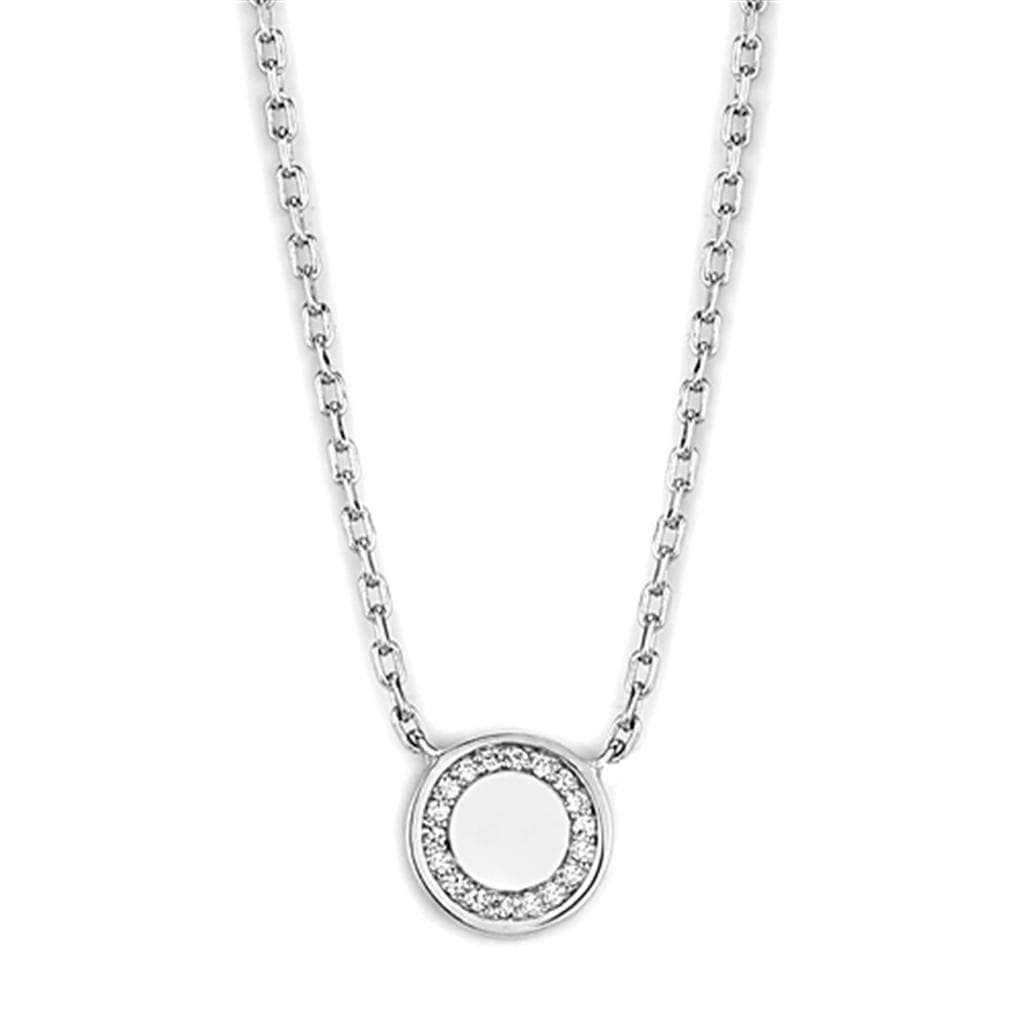 Brass Polished CZ Circle Halo Pendant Necklace