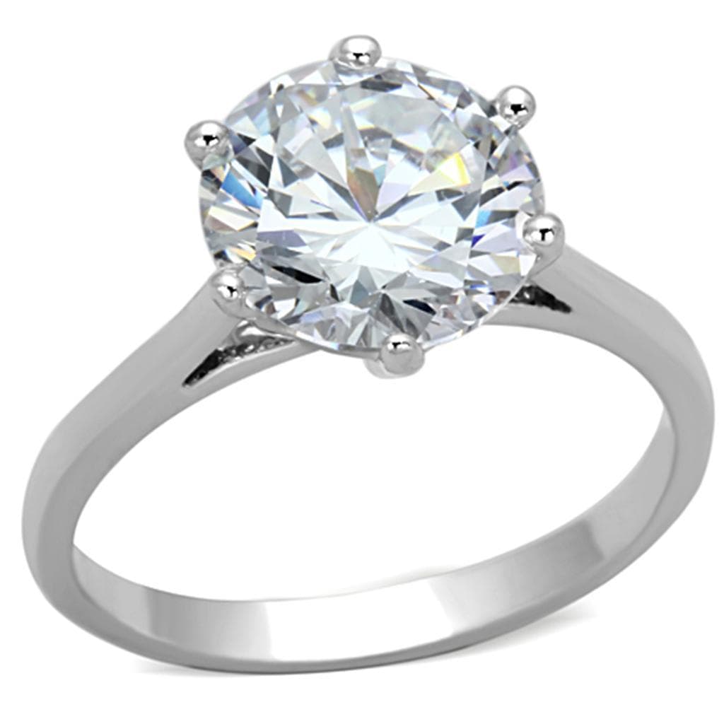Brass CZ Round Six-Prong Solitaire Classic Ring