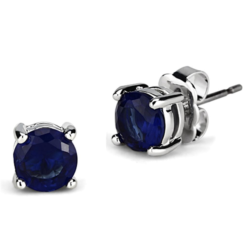 Brass Sapphire CZ Round Prong Stud Small Earrings