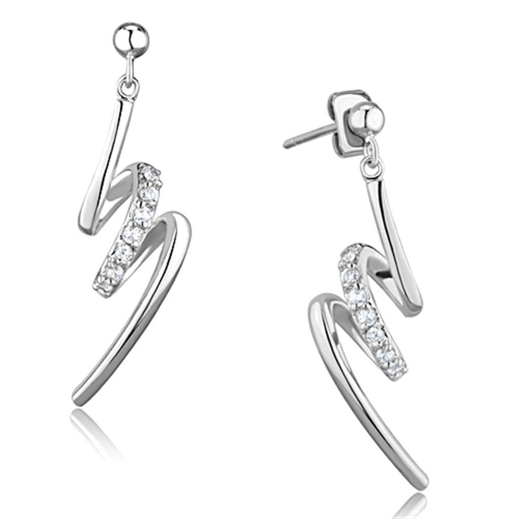 Brass CZ Pave Curved Bar Climber Earrings | The Stainless Jewelry