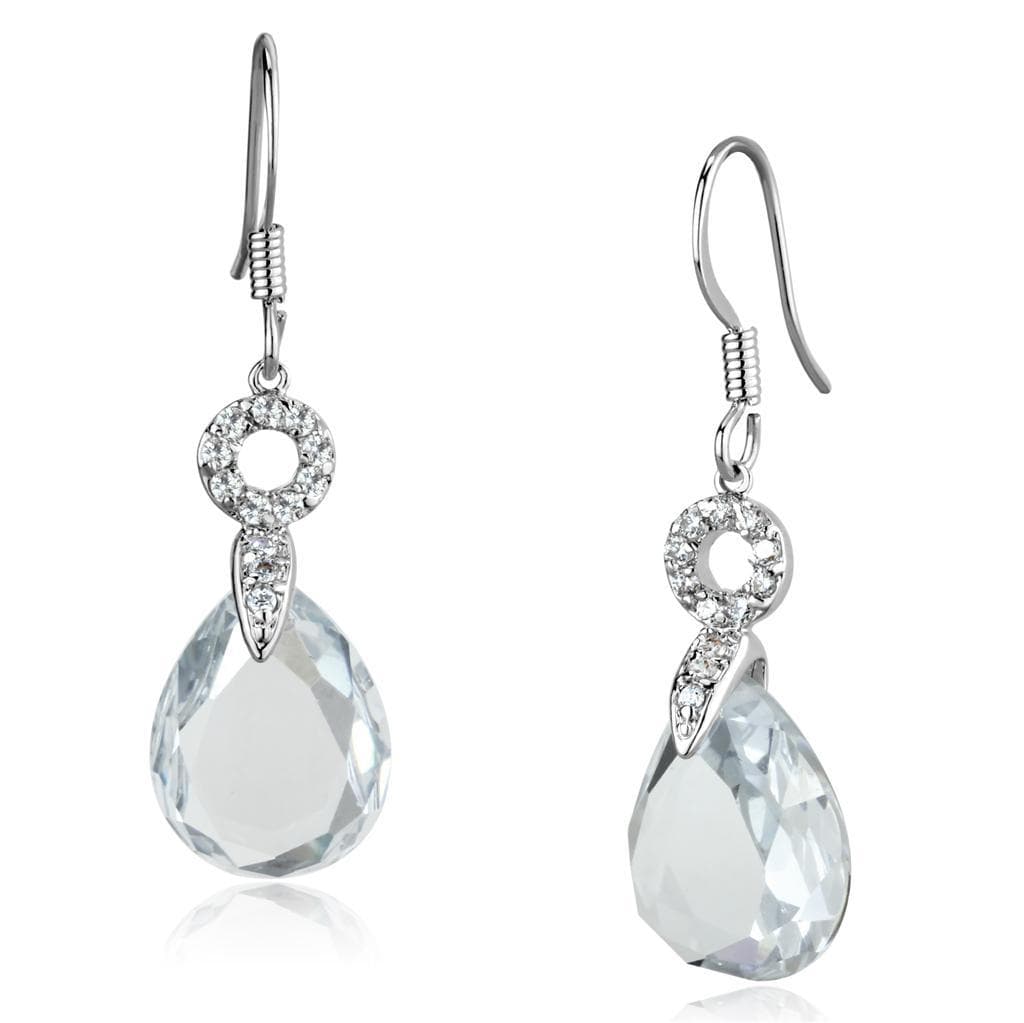 Brass CZ Pear Briolette Pave Drop Earrings