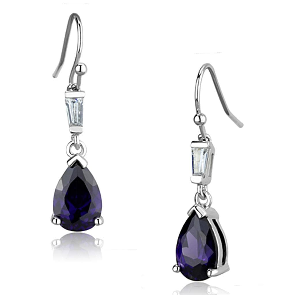Brass Tanzanite CZ Pear Baguette Drop Bracelet