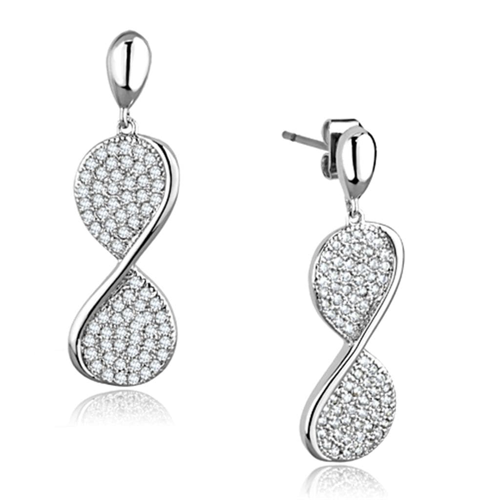 Brass CZ Pave Infinity Twist Drop Earrings