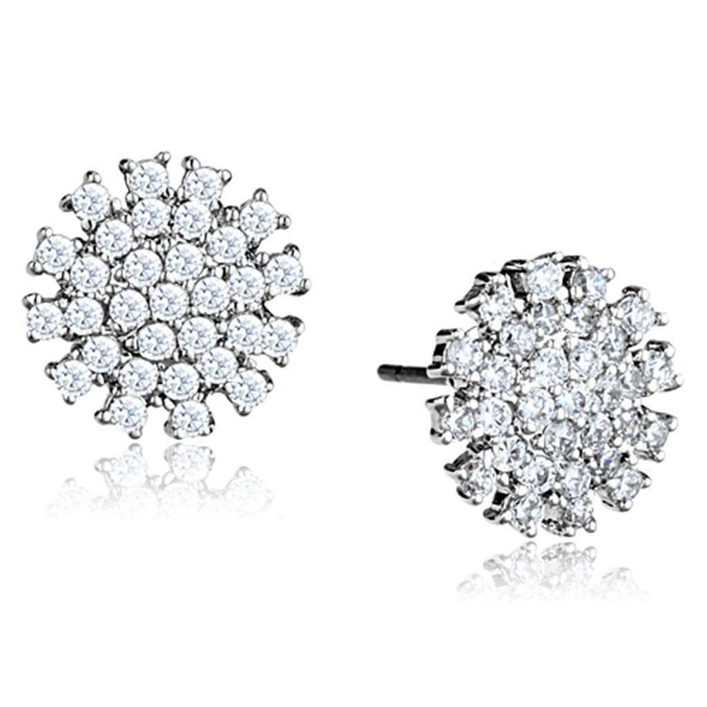 Brass CZ Cluster Dome Ball Stud Earrings | The Stainless Jewelry