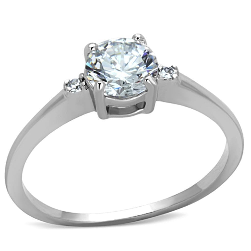 Brass CZ Round Solitaire Classic Prong Ring