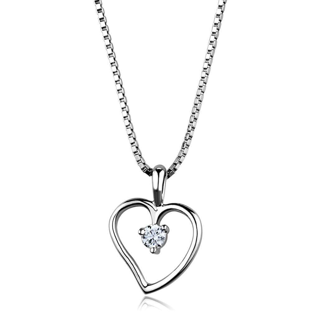 Brass CZ Open Heart Solitaire Pendant | The Stainless Jewelry
