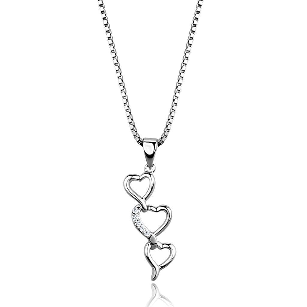 Brass CZ Triple Heart Cascade Pendant | The Stainless Jewelry