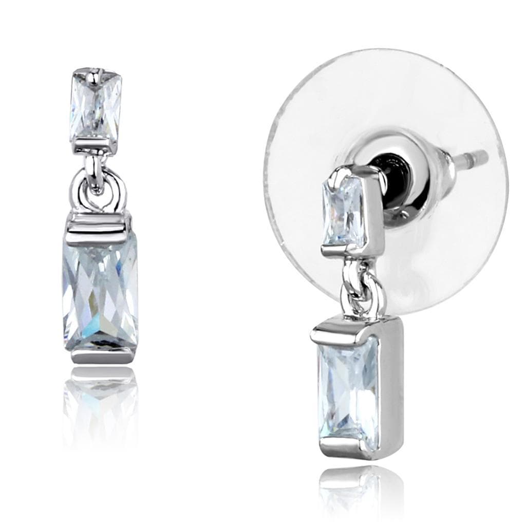 Brass CZ Baguette Art Deco Drop Earrings | The Stainless Jewelry