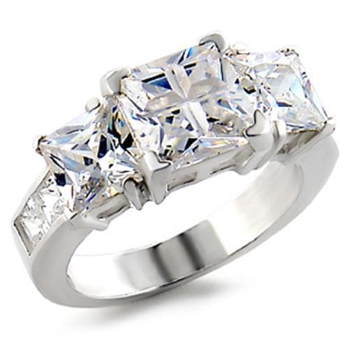 Sterling Silver CZ Princess Triple Stone Cocktail Ring