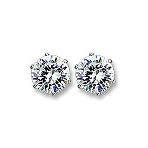 Brass CZ Round Solitaire Stud Earrings 415101