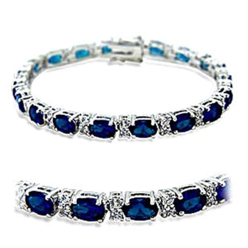 Brass Sapphire CZ Oval Halo Tennis Bracelet