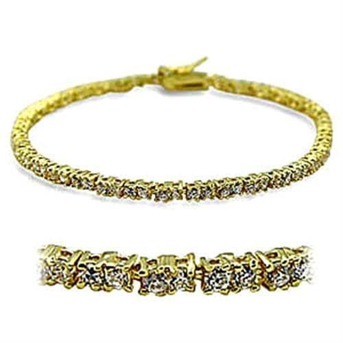 Brass Gold CZ Round Mesh Chain Bracelet | The Stainless Jewelry