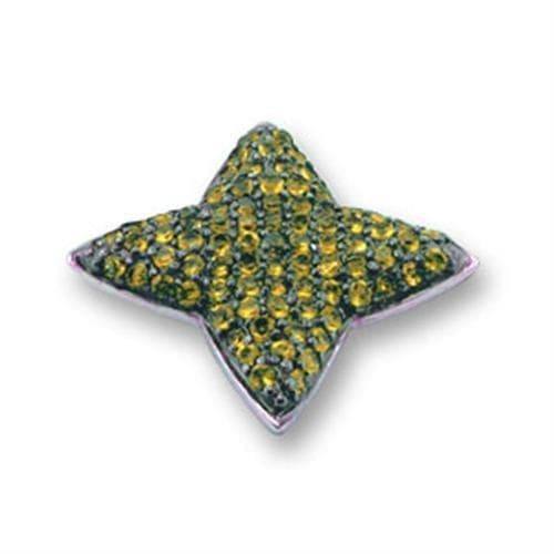 Sterling SilverGreen CZ Pave Four Point Star Pendant