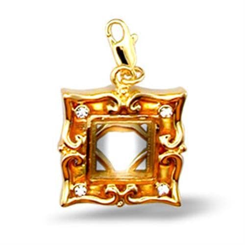 Brass Gold Enamel CZ Square Frame Charm Pendant