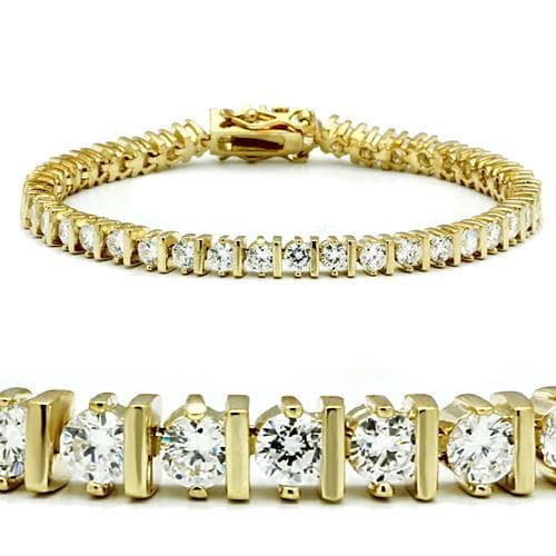 Brass Gold CZ Round Prong Tennis Bracelet | The Stainless Jewelry