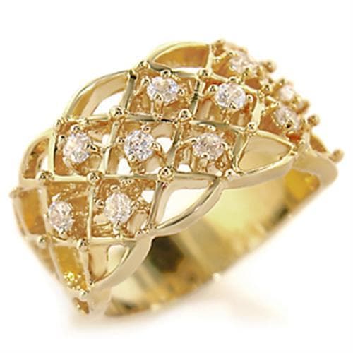 Brass Gold CZ Lattice Cage Dome Cocktail Ring
