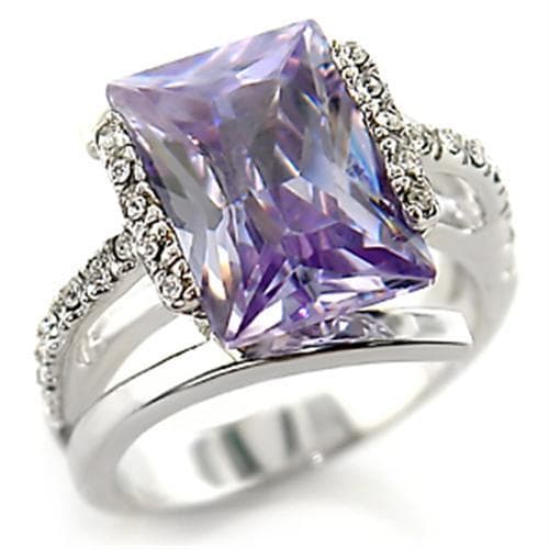Brass Lavender CZ Emerald Cut Halo Cocktail Ring