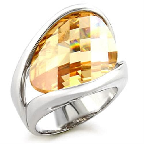 Brass Champagne CZ Cushion Checkerboard Bypass Ring