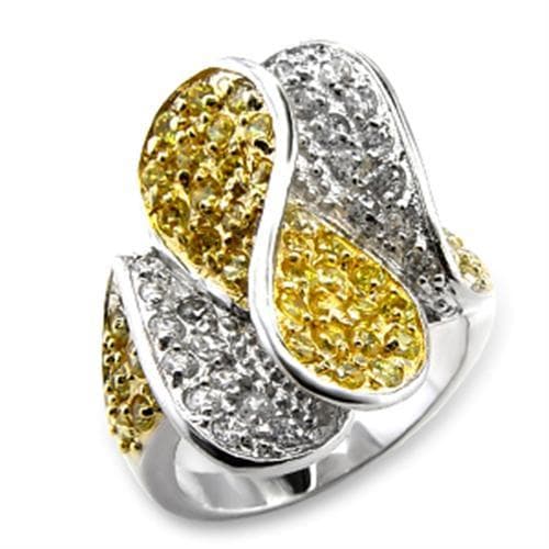 Brass Gold White CZ Yin Yang Swirl Pave Ring