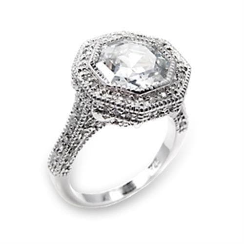 Sterling Silver CZ Oval Vintage Milgrain Halo Ring