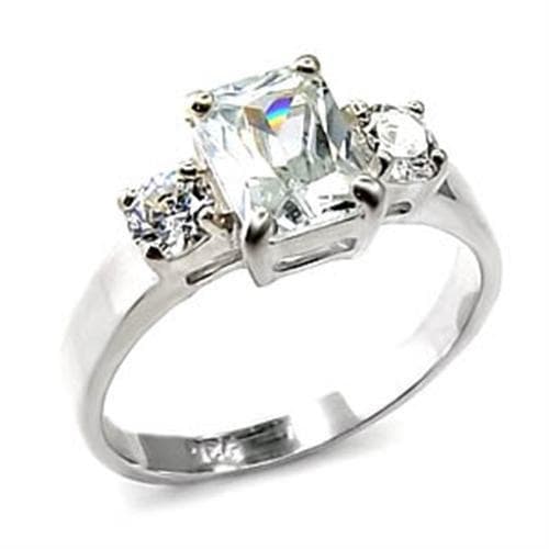 Sterling Silver CZ Cushion Cut Three Stone Ring
