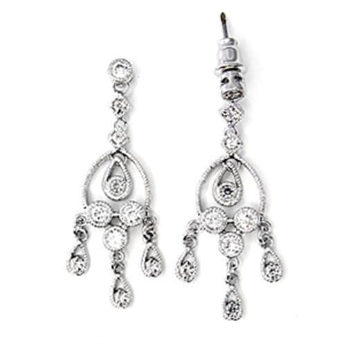 Sterling Silver CZ Teardrop Filigree Chandelier Dangle Earrings