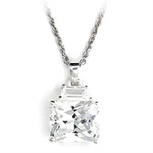 Sterling Silver CZ Cushion Cut Baguette Accent Pendant