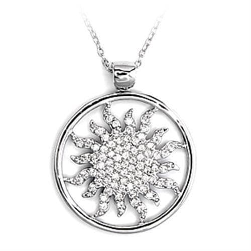 Sterling Silver CZ Sunburst Circle Pendant