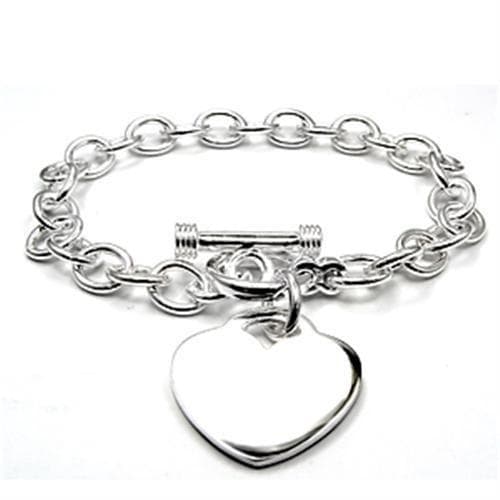 Sterling Silver Heart Charm Toggle Link Bracelet