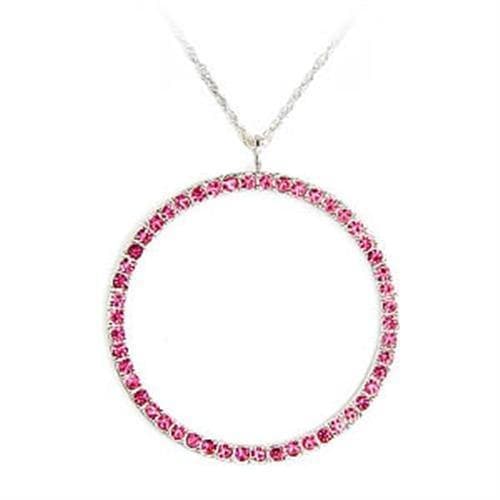 Brass Pink CZ Round Circle Eternity Pendant