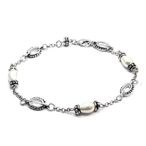Brass Pearl Bali Bead Station Bracelet | The Stainless Jewelry
