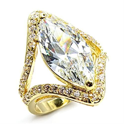 Brass CZ Marquise Pave Crossover Cocktail Ring