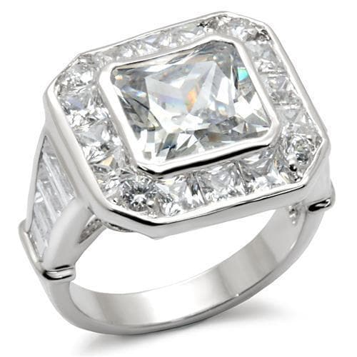 Brass CZ Princess Cut Baguette Halo Signet Ring