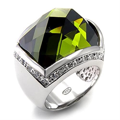 Sterling SilverGreen CZ Cushion Checkerboard Pave Cocktail Ring