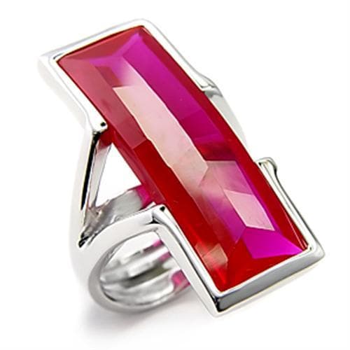 Sterling SilverRed Ruby CZ Baguette Bar Cocktail Ring