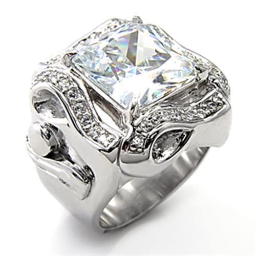 Sterling Silver CZ Princess Cut Pave Leaf Bypass Cocktail Ring