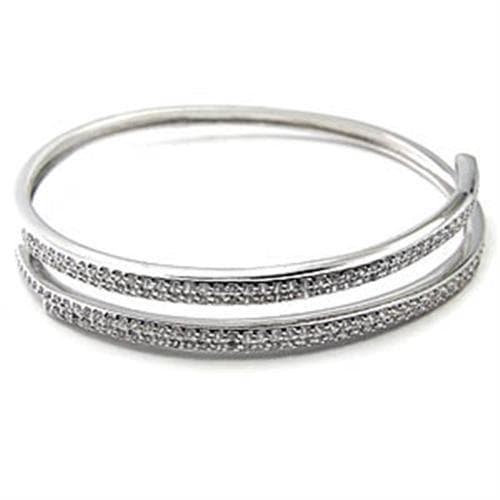 Brass CZ Pave Double Row Bangle Bracelet | The Stainless Jewelry