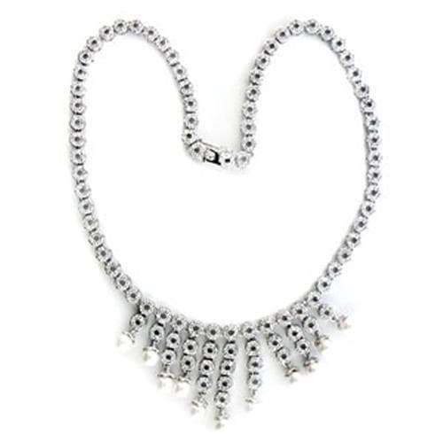 Brass CZ Round Tennis Fringe Bib Statement Necklace