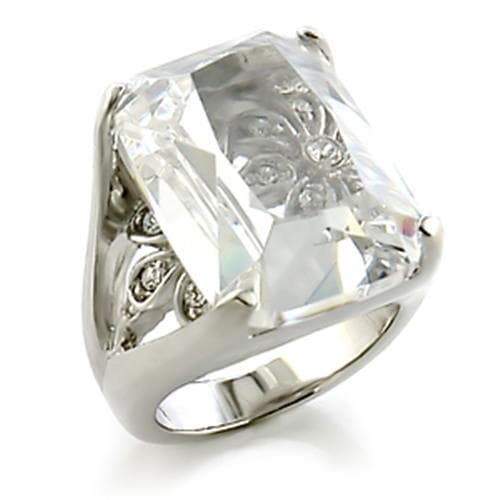 Brass CZ Emerald Cut Floral Pave Cocktail Ring