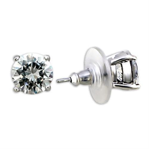Brass CZ Round Prong Classic Stud Earrings