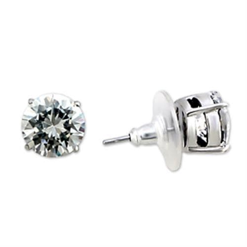Brass CZ Round Four Prong Stud Earrings | The Stainless Jewelry