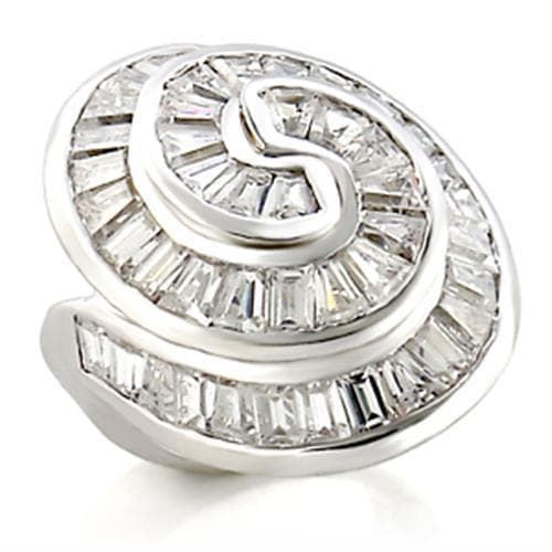 Brass CZ Baguette Swirl Dome Cocktail Ring