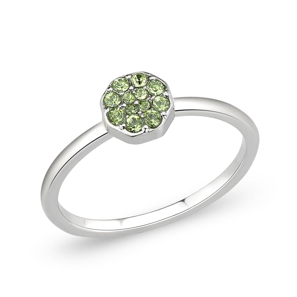Brass Silver Peridot Crystal Flower Cluster Ring