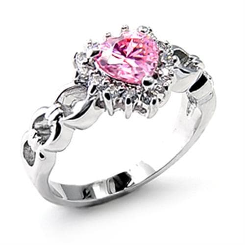 Brass Silver Pink CZ Oval Halo Floral Cocktail Ring