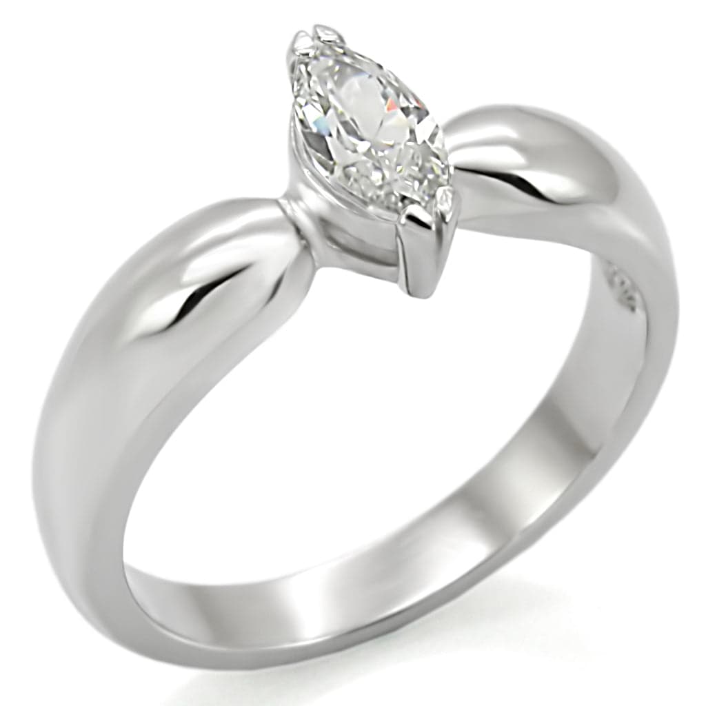Stainless Steel Stainless Steel CZ Marquise Solitaire Bypass Ring
