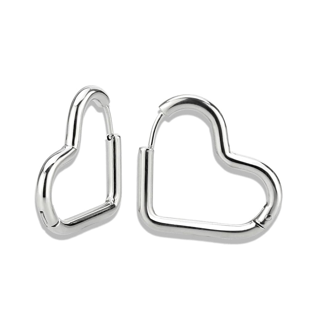 Sterling Silver Polished Heart Shape Huggie Hoop Earrings