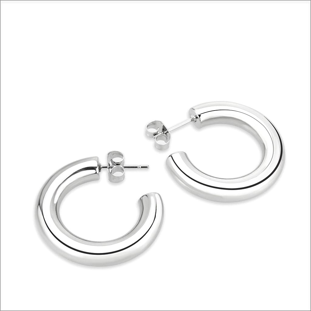 Stainless Steel Silver Polished Classic C Hoop Earrings