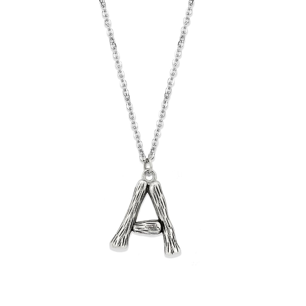 Stainless Steel Silver Bamboo Letter A Pendant Chain Pendant